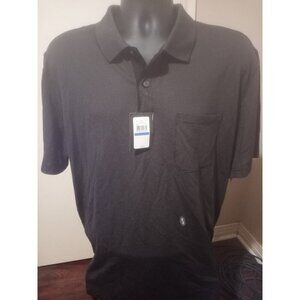 New Van Heusen Flex Natural Stretch Polo Shirt Mens XL Black Classic Fit S/S NWT